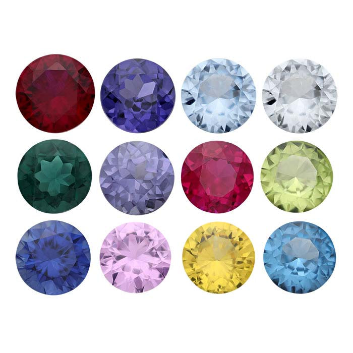 Simulated and Lab-Grown Birthstone Set 2.5mm Round Faceted Gemstones
