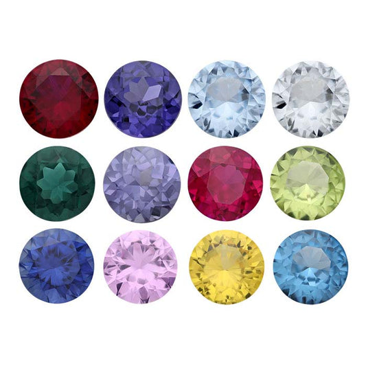 Simulated and Lab-Grown Birthstone Set 4mm Round Faceted Gemstones