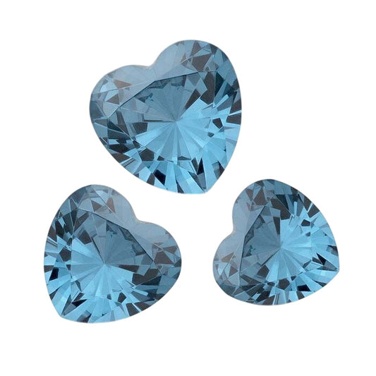 Simulated Blue Zircon Heart Faceted Gemstone