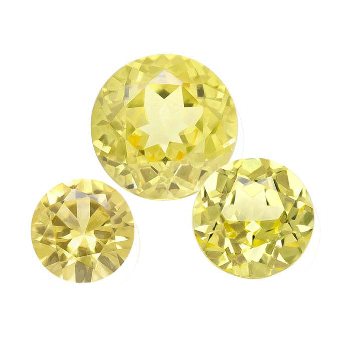 Simulated Golden Topaz Round Faceted Gemstone