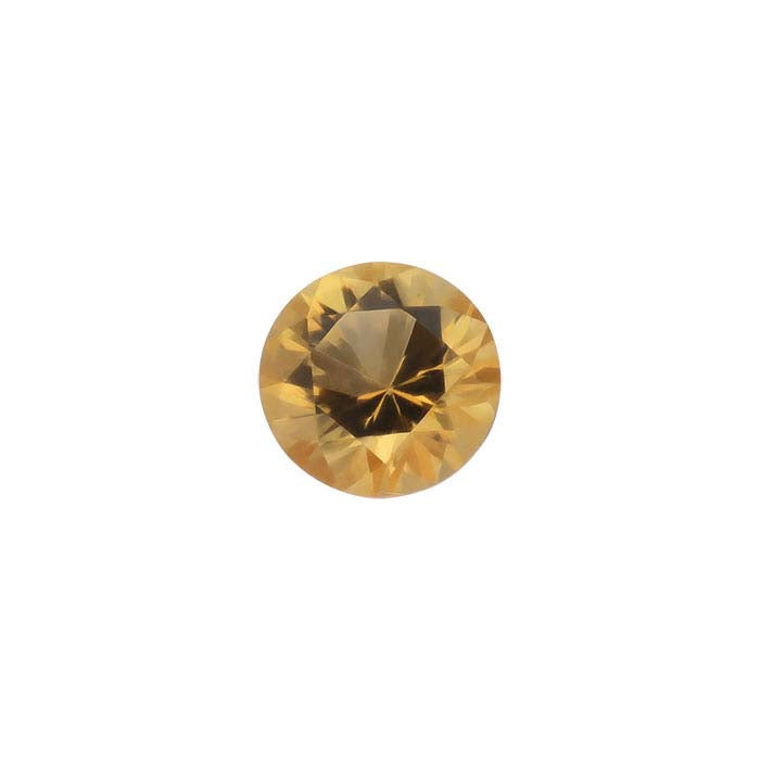 Citrine Round Precision-Cut Faceted Gemstone, AAA-Grade