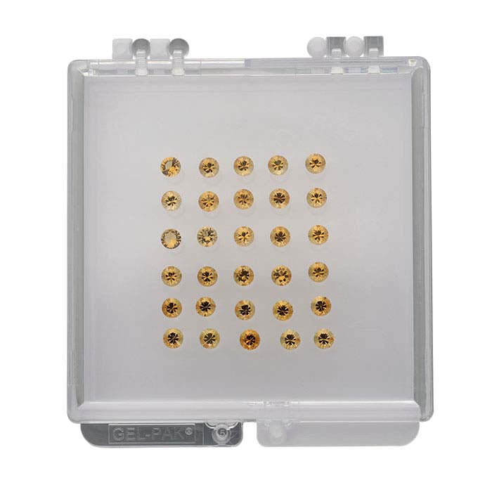 Citrine Round Precision-Cut Faceted Gemstones, AAA-Grade