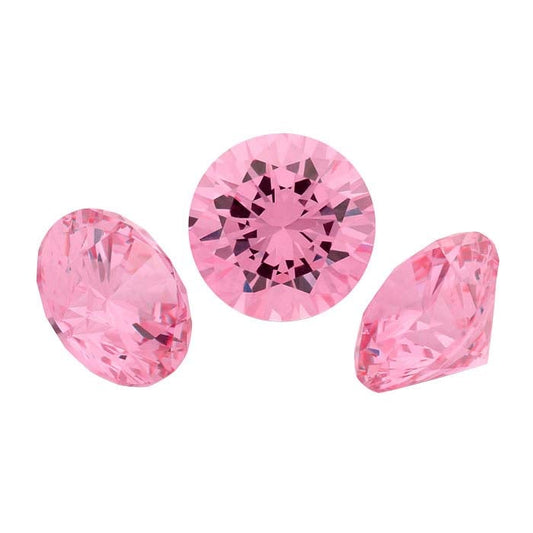 Pink CZ 6mm Round Faceted Gemstone