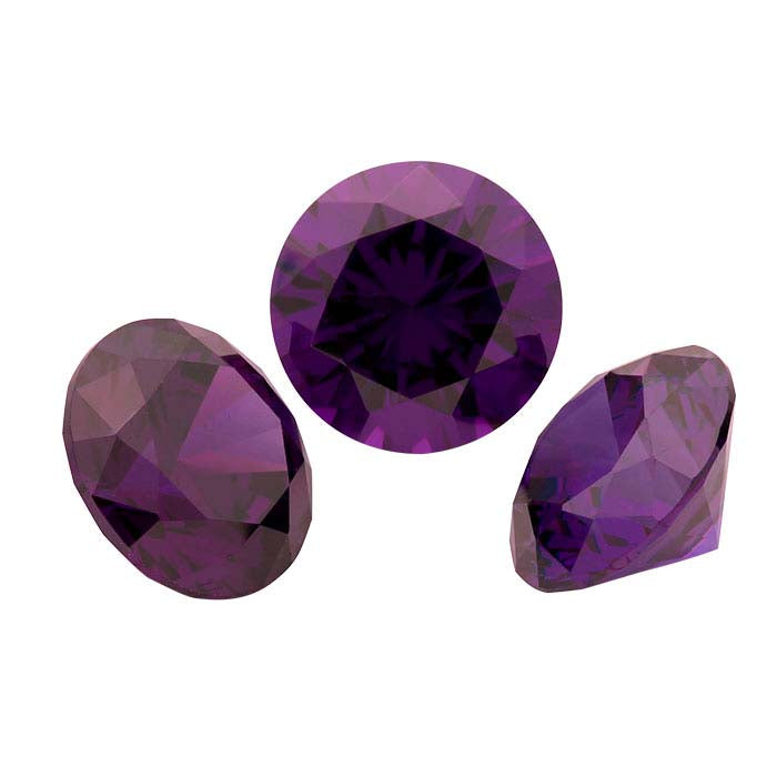 Purple CZ Round Faceted Gemstone