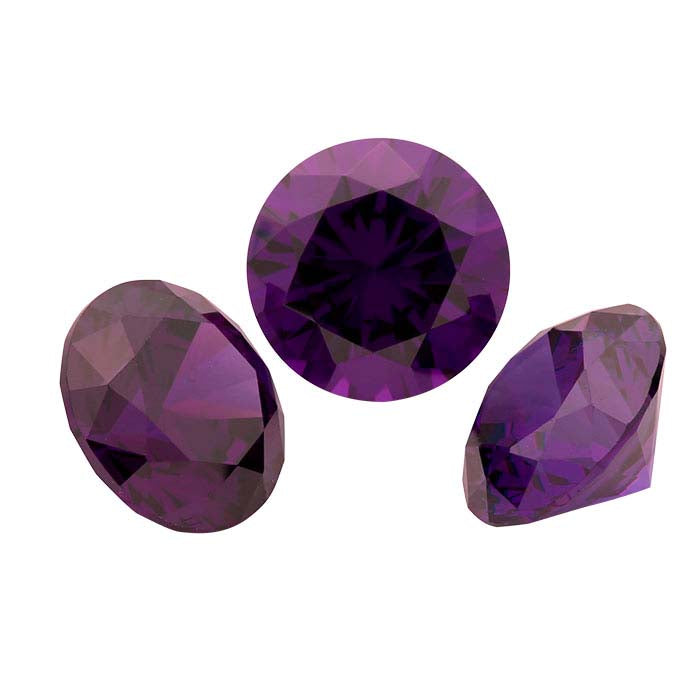 Purple CZ Round Faceted Gemstone