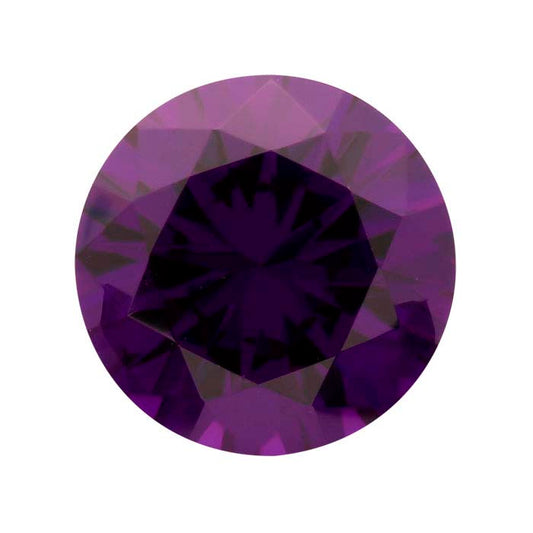 Purple CZ Round Faceted Gemstone