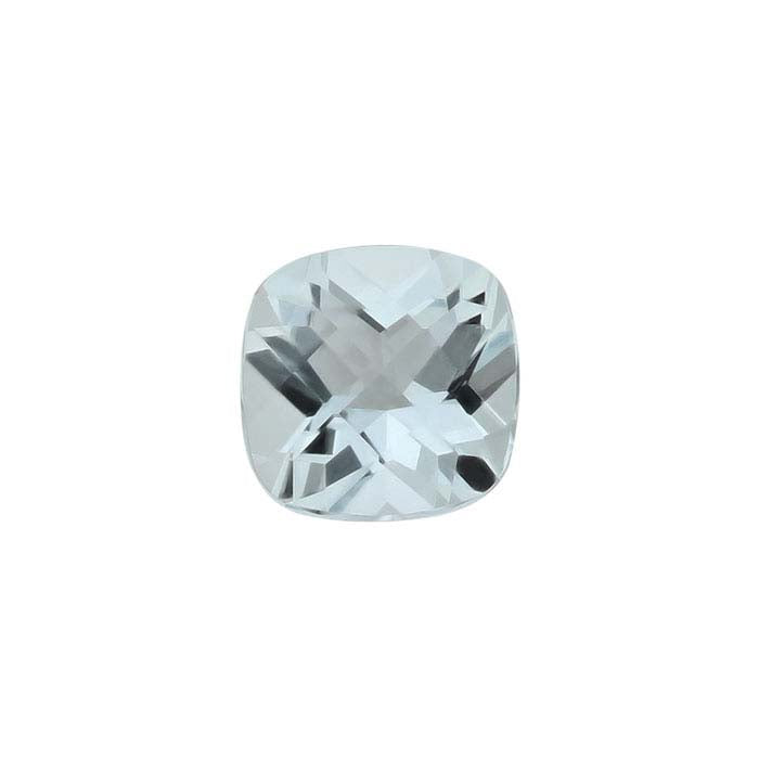 Aquamarine 6mm Cushion Faceted Gemstone, A-Grade