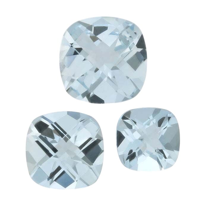Aquamarine Cushion Faceted Gemstone, AA-Grade