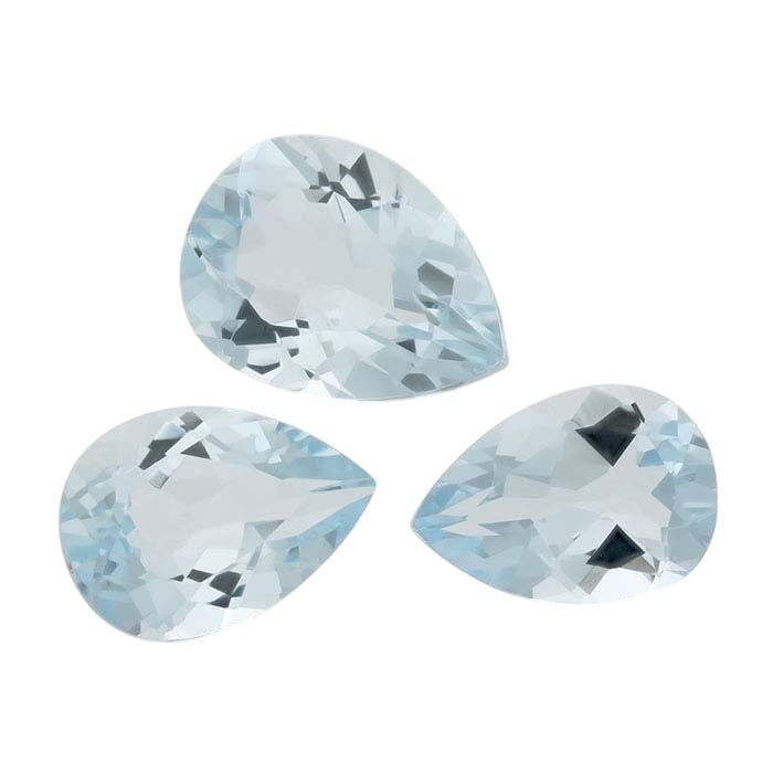 Aquamarine Pear Faceted Gemstones, A-Grade