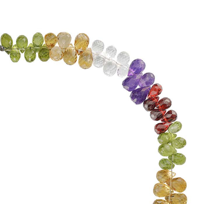 Multi-Stone 7 x Teardrop Briolette Bead Strand