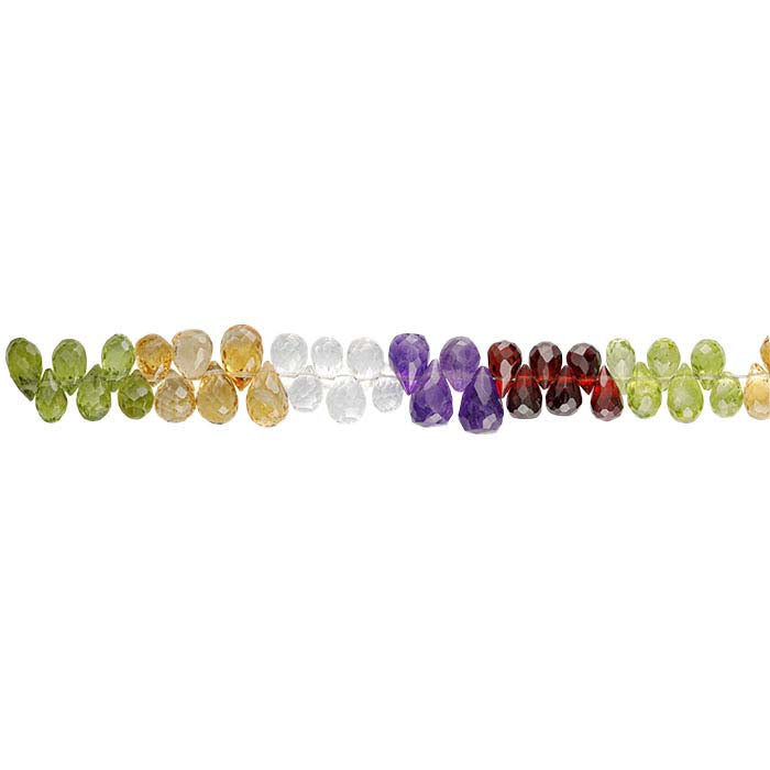 Multi-Stone 7 x Teardrop Briolette Bead Strand