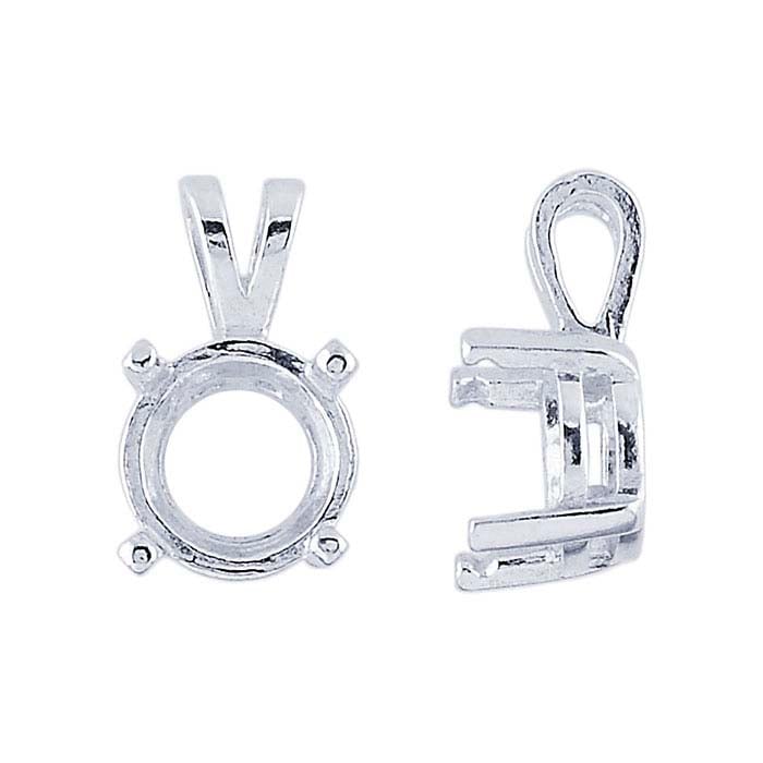 Sterling Silver 7mm Round Pre-Notched Legendary Pendant Mounting