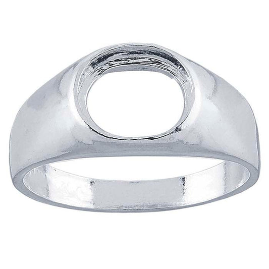 Sterling Silver 10 x 8mm Oval Buff-Top Ring Mounting