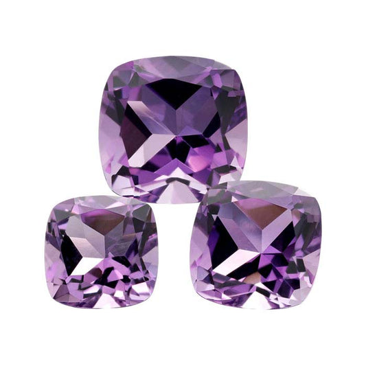 Amethyst Cushion Faceted Gemstone, AA-Grade