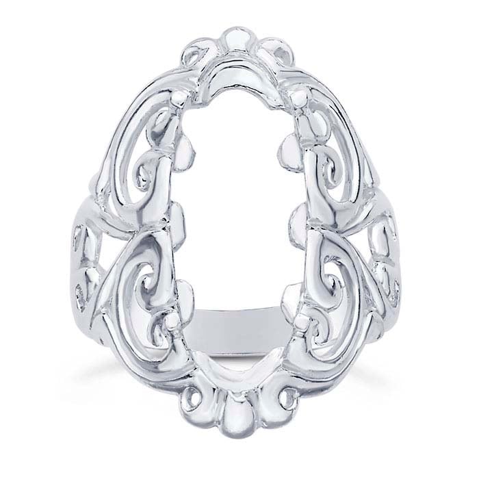 Sterling Silver 22 x 8mm Oval Cabochon Ring Mounting