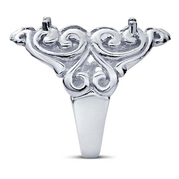 Sterling Silver 22 x 8mm Oval Cabochon Ring Mounting