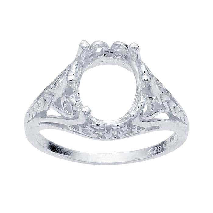 Sterling Silver Oval Ring Mounting