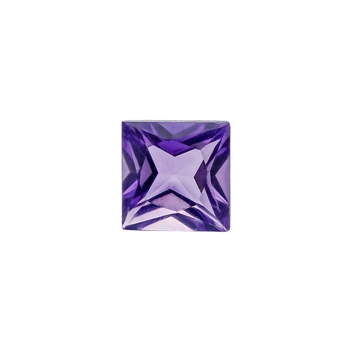Amethyst Princess-Cut Faceted Gemstone, AA-Grade