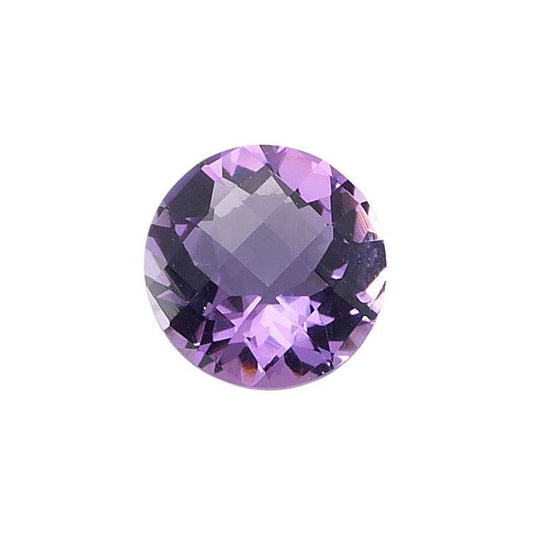 Amethyst 10mm Round Checkerboard Faceted Gemstone, AA-Grade