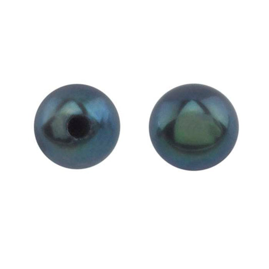 Freshwater Cultured Half-Drilled Round Pearls, Black, A-Grade