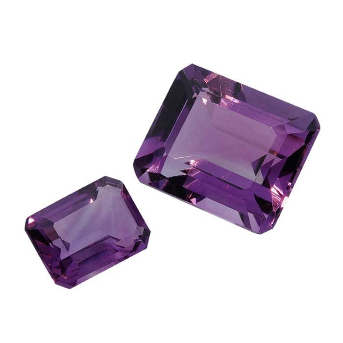 Royal Amethyst 8 x 6mm Emerald-Cut Faceted Gemstone, AAA-Grade