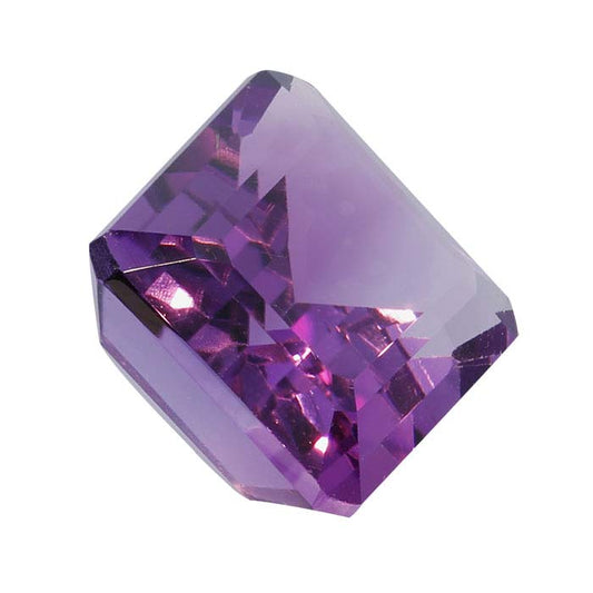 Royal Amethyst 10 x 8mm Emerald-Cut Faceted Gemstone, AAA-Grade
