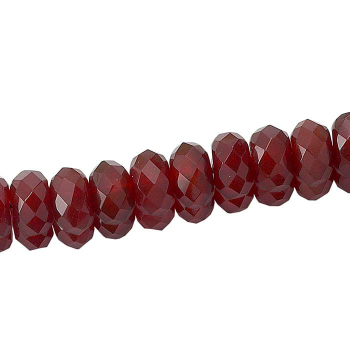 Carnelian 8 x 5mm Faceted Button Bead Strand