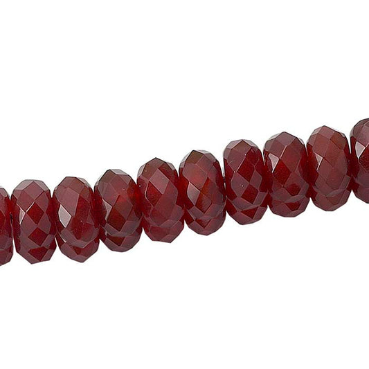 Carnelian 8 x 5mm Faceted Button Bead Strand
