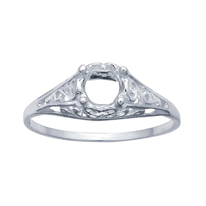 Sterling Silver Filigree 5mm Round Ring Mounting