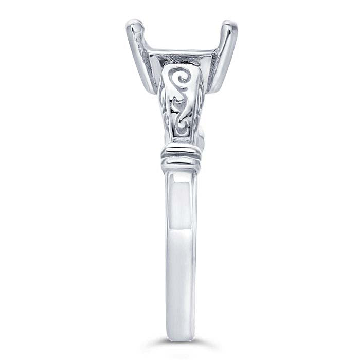 Sterling Silver 7 x 5mm Emerald-Cut Ring Mounting