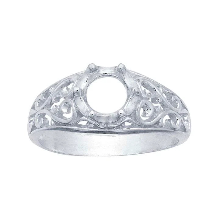 Sterling Silver Filigree Round Ring Mounting