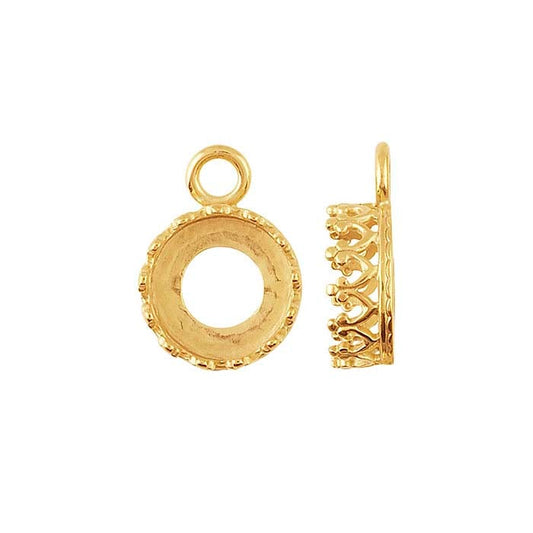 Bronze Yellow Gold-Plated 8mm Round Gallery Wire Cabochon Component Mounting