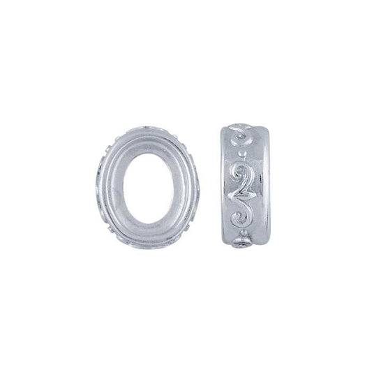 Sterling Silver Oval Patterned Bezel Cup Setting