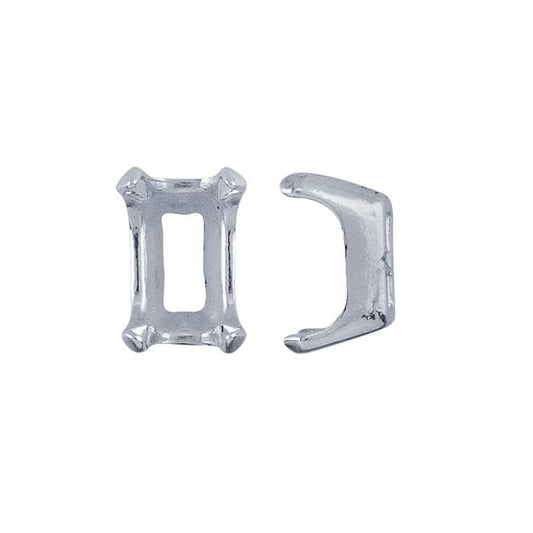 Sterling Silver 6 x 4mm ReadySet™ Emerald-Cut 4-Prong Setting