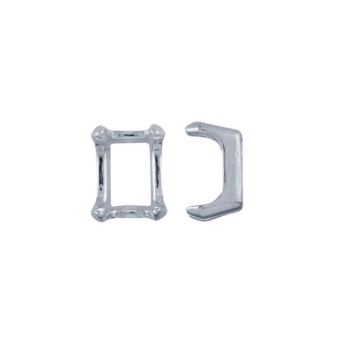 Sterling Silver 7 x 5mm ReadySet™ Emerald-Cut 4-Prong Setting