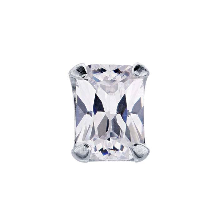 Sterling Silver 7 x 5mm ReadySet™ Emerald-Cut 4-Prong Setting