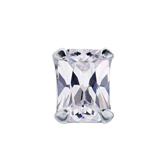 Sterling Silver 7 x 5mm ReadySet™ Emerald-Cut 4-Prong Setting