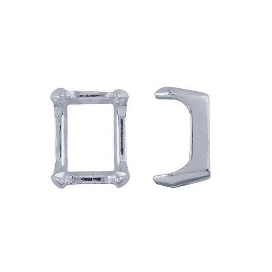 Sterling Silver 8 x 6mm ReadySet™ Emerald-Cut 4-Prong Setting