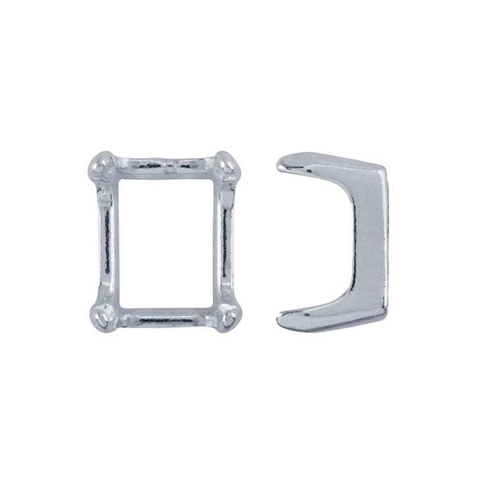 Sterlingsilber 10 x 8mm ReadySet™ Smaragdschliff 4-Krappen-Fassung