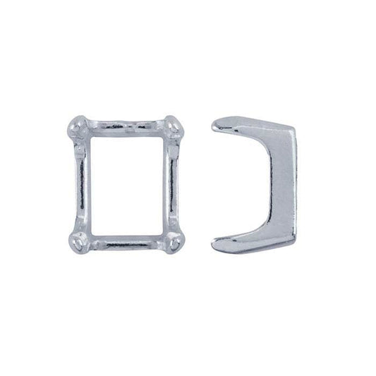 Sterling Silver 10 x 8mm ReadySet™ Emerald-Cut 4-Prong Setting