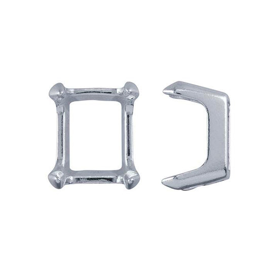 Sterling Silver 12 x 10mm ReadySet™ Emerald-Cut 4-Prong Setting