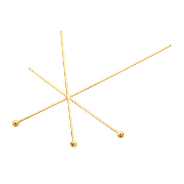 14K Yellow Gold Ball Head Pin, 0.51mm, 1/2-Hard