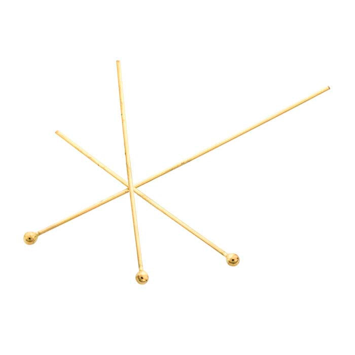 14K Yellow Gold Ball Head Pin, 0.51mm, 1/2-Hard