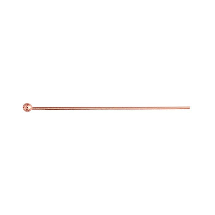 14K Rose Gold 25.4mm 1.5mm Ball Head Pin, 0.51mm, 1/2-Hard