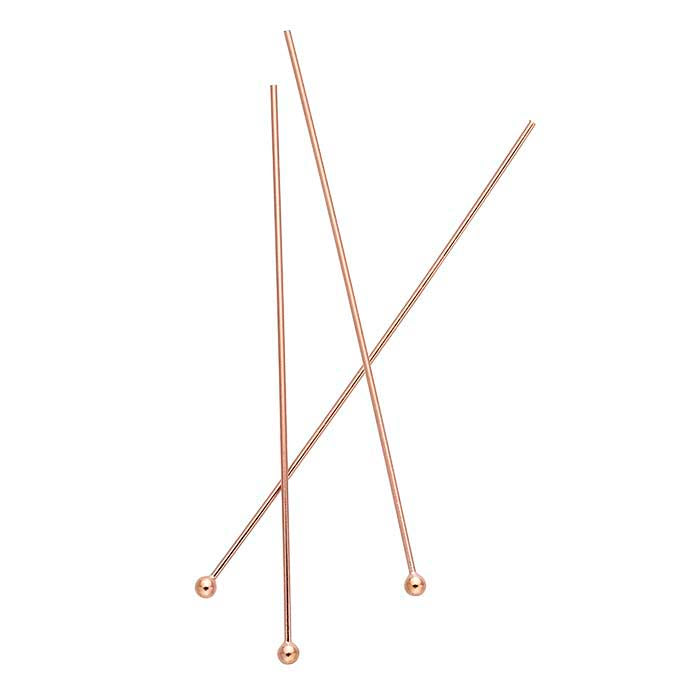 14K Rose Gold 38.1mm 1.5mm Ball Head Pin, 0.51mm, 1/2-Hard
