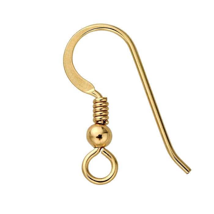 Hammered Ear Wire with Loop, Coil and Bead