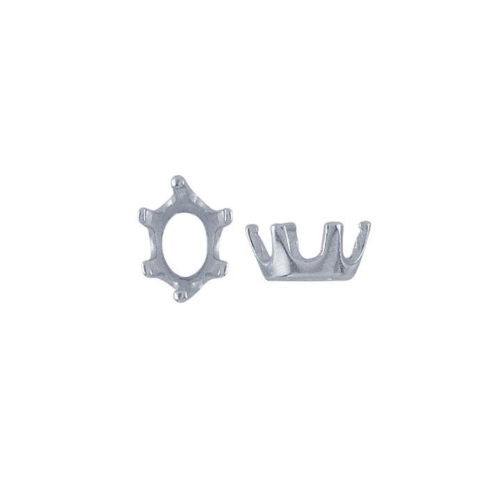 Ovale ReadySet™-Fassung aus Sterlingsilber, 6 x 4 mm, 6 Krappen