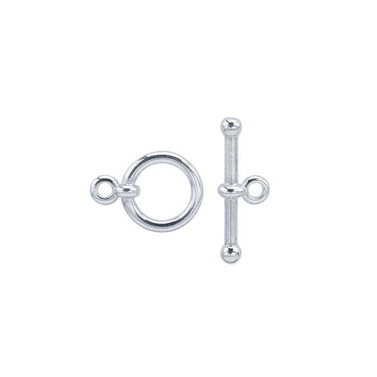 Sterling Silver 12.3 x 16.1mm Ball-End Toggle Clasp Set