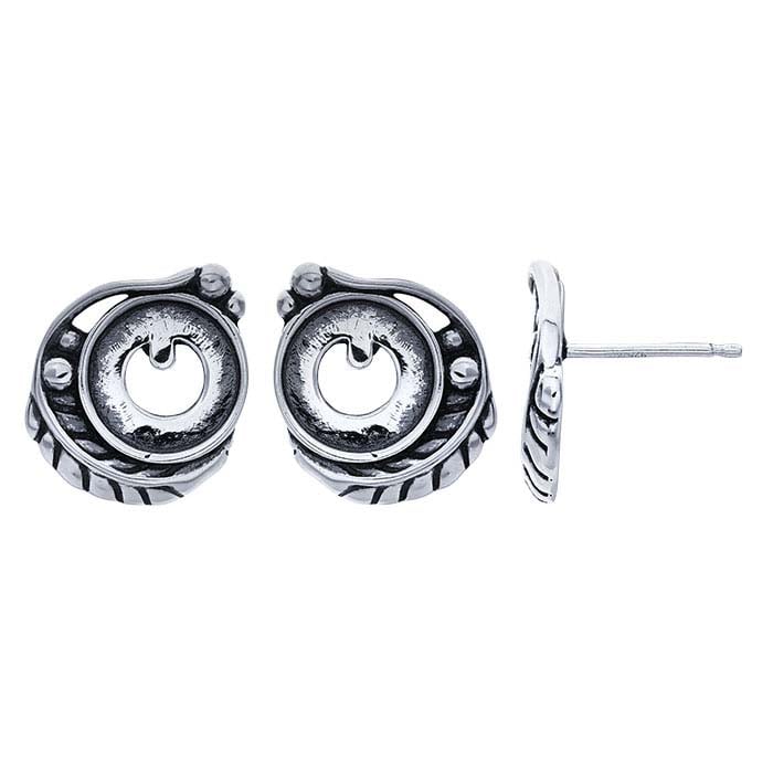 Sterling Silver 8mm Round Cabochon Post Earring Mounting