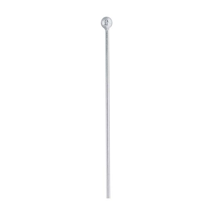 Sterling Silver 38.1mm 2.5mm Ball Head Pin, 0.72mm, 1/2-Hard